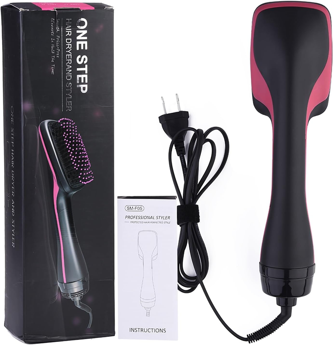 One Step Hair Dryer and Brush, Pro Ceramic Ionic Hair Straightener Brush 2 in 1 Hair Dryer Brush Device Blow Dryer Comb Hairdressing Tool for Dry Wet Hair Comb