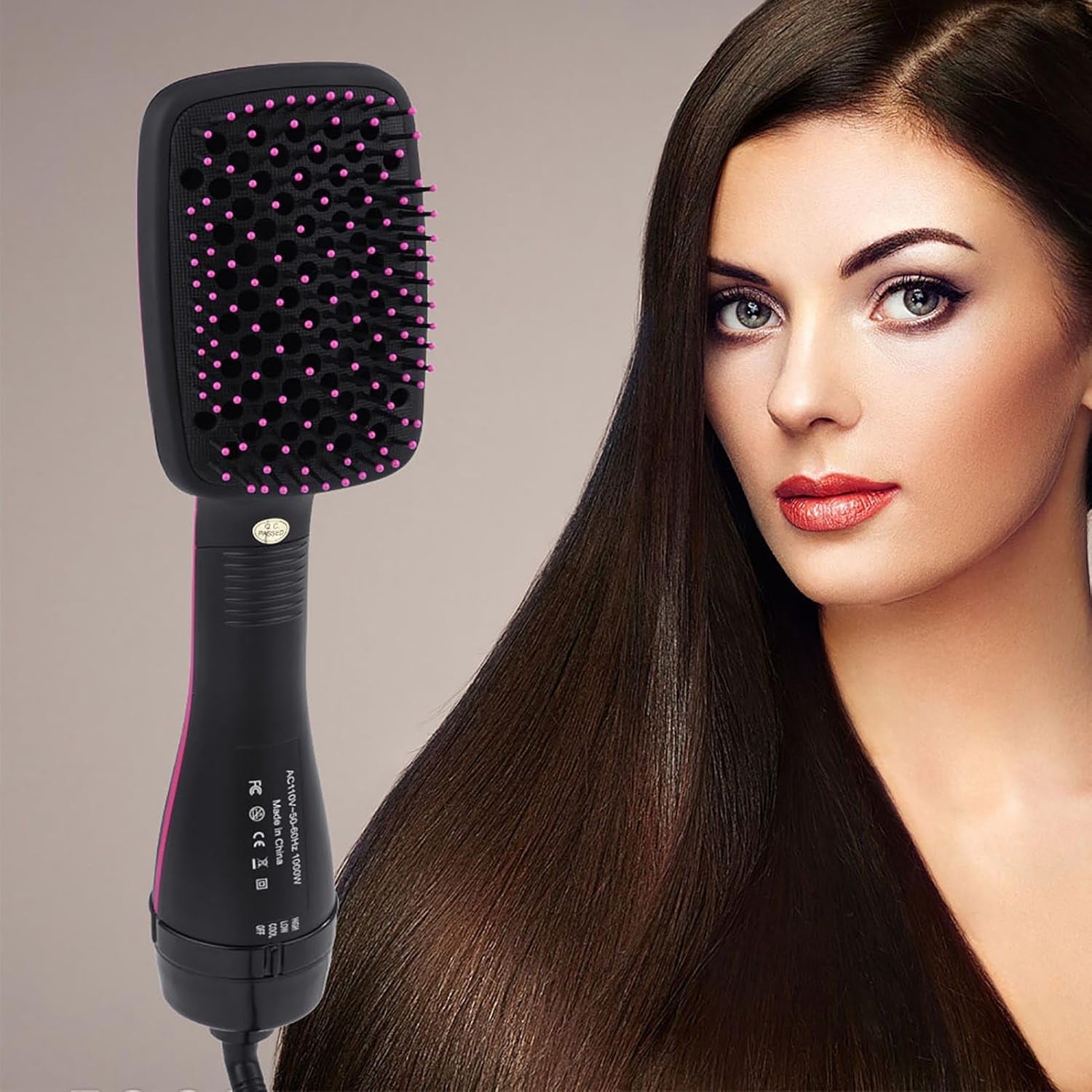 One Step Hair Dryer and Brush, Pro Ceramic Ionic Hair Straightener Brush 2 in 1 Hair Dryer Brush Device Blow Dryer Comb Hairdressing Tool for Dry Wet Hair Comb